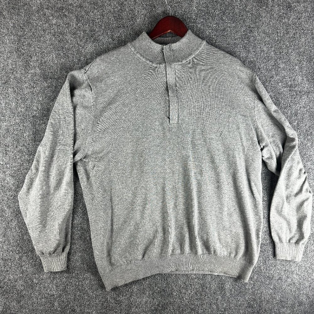 Clique Sweater Mens Large Gray   Cotton 1/4 Zip Pullover Ribbed Hem Cuffs